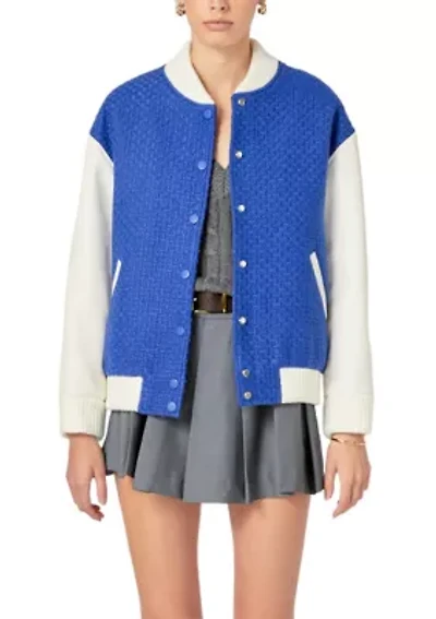 Tweed PU Bomber Jacket