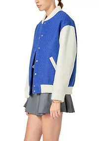 Tweed PU Bomber Jacket