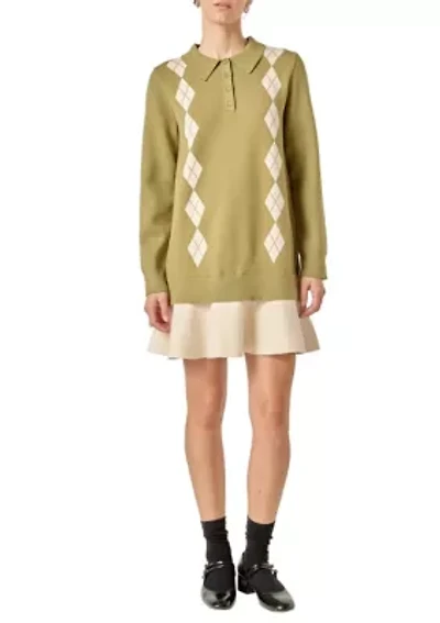 Argyle Polo Knit Dress