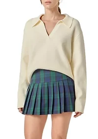 OVERSIZED COLLAR KNIT TOP