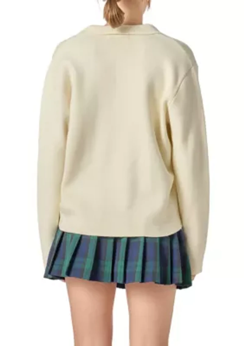 OVERSIZED COLLAR KNIT TOP