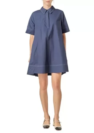 Contrast Stitch Detailed Mini Dress