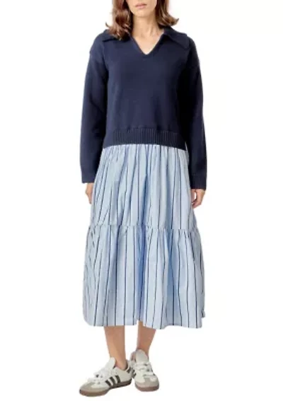 MIXED MEDIA MIDI DRESS