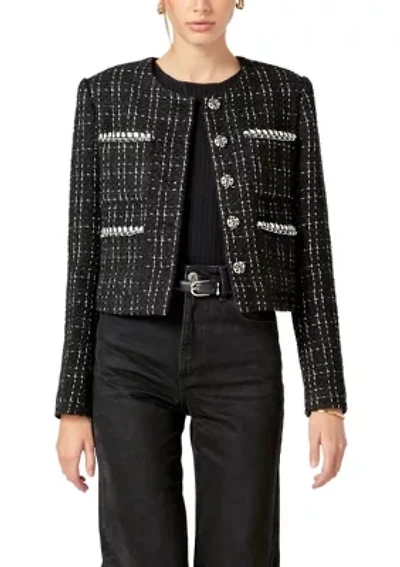 BLACK AND WHITE TWEED JACKET
