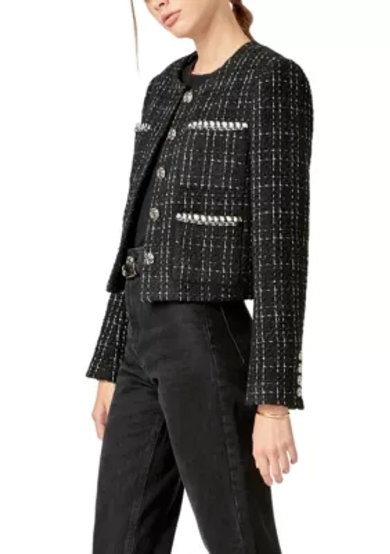 BLACK AND WHITE TWEED JACKET