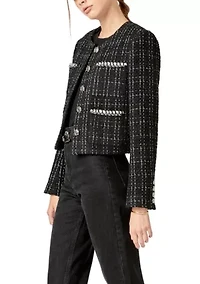 BLACK AND WHITE TWEED JACKET