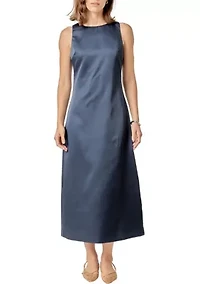 SATIN SLEEVELESS MIDI DRESS