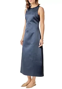 SATIN SLEEVELESS MIDI DRESS