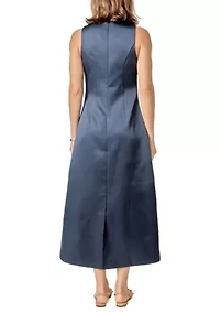 SATIN SLEEVELESS MIDI DRESS