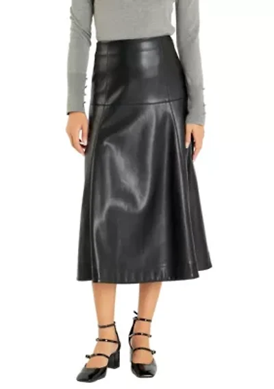 PU HIGH WAISTED MIDI SKIRT