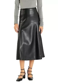 PU HIGH WAISTED MIDI SKIRT