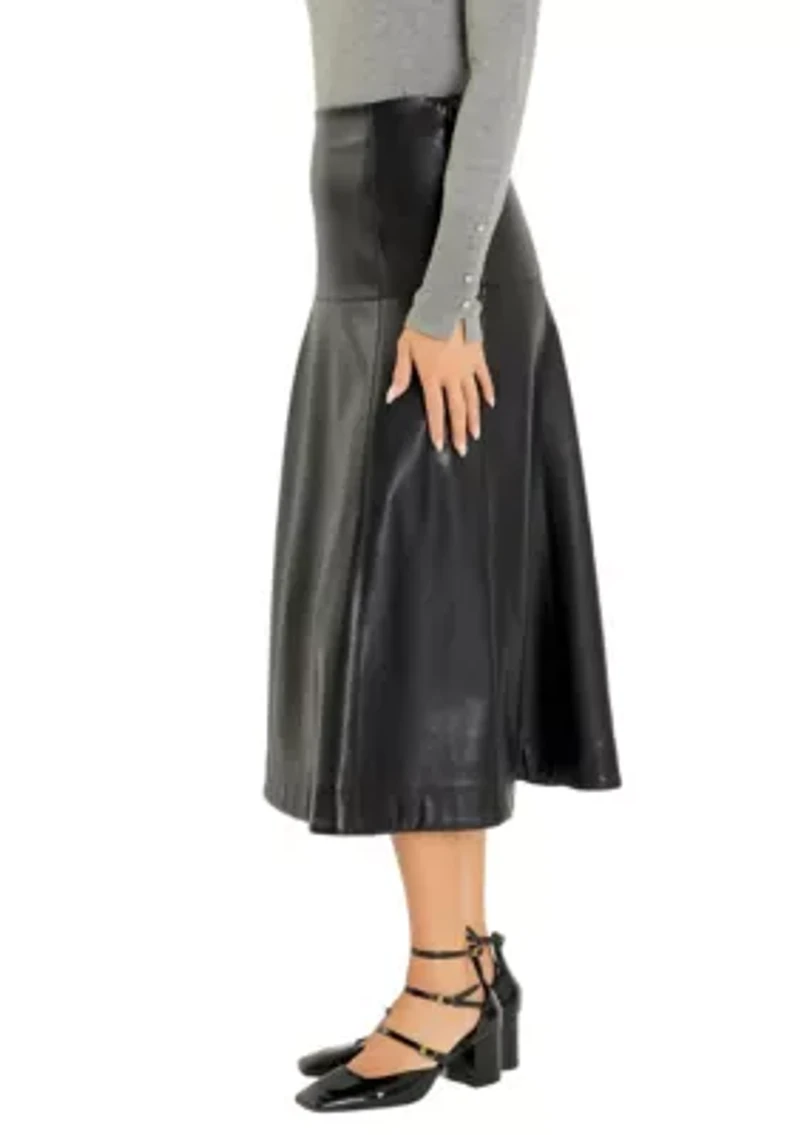 PU HIGH WAISTED MIDI SKIRT