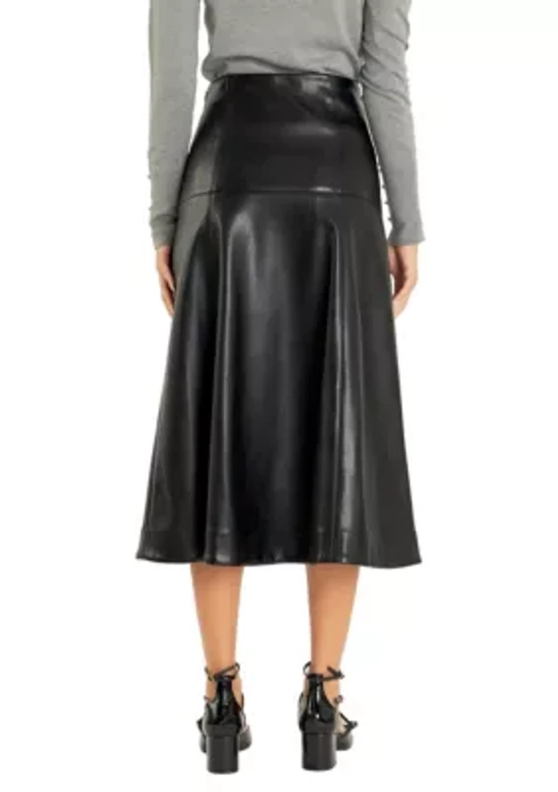PU HIGH WAISTED MIDI SKIRT