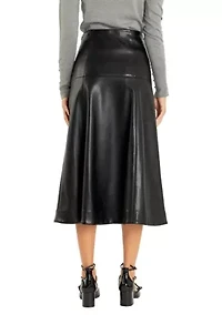 PU HIGH WAISTED MIDI SKIRT