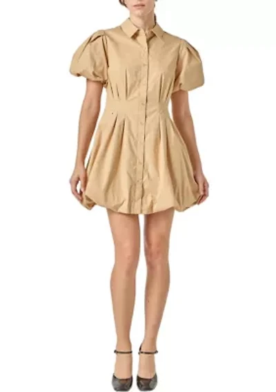 Button Down Bubble Mini Skirt