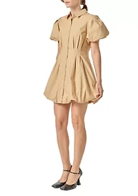 Button Down Bubble Mini Skirt