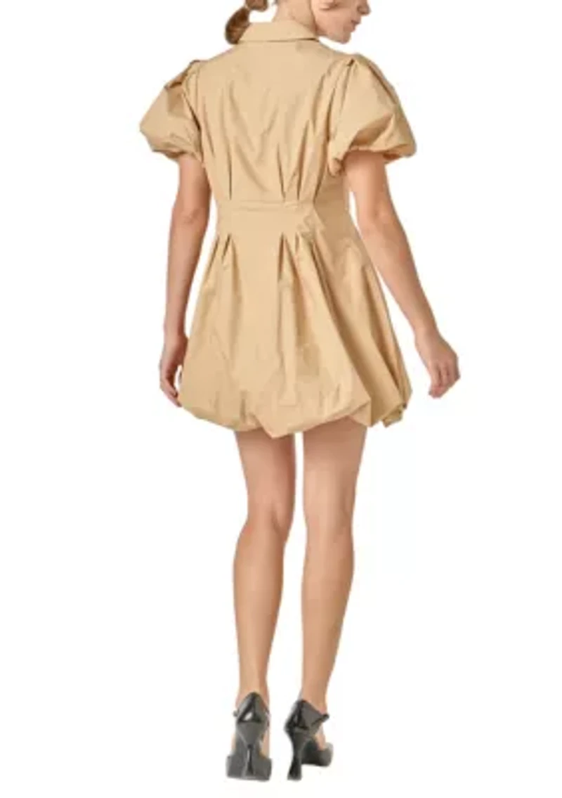 Button Down Bubble Mini Skirt