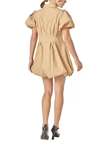 Button Down Bubble Mini Skirt