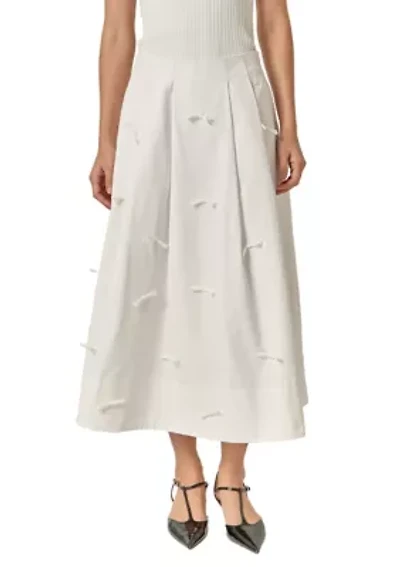 BOW DETAILED POPLIN MIDI SKIRT