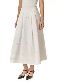 BOW DETAILED POPLIN MIDI SKIRT