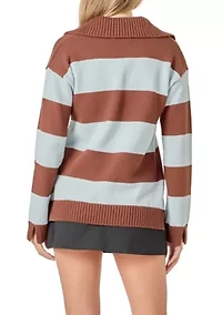 STRIPE RUGBY COLLARED SWEATER