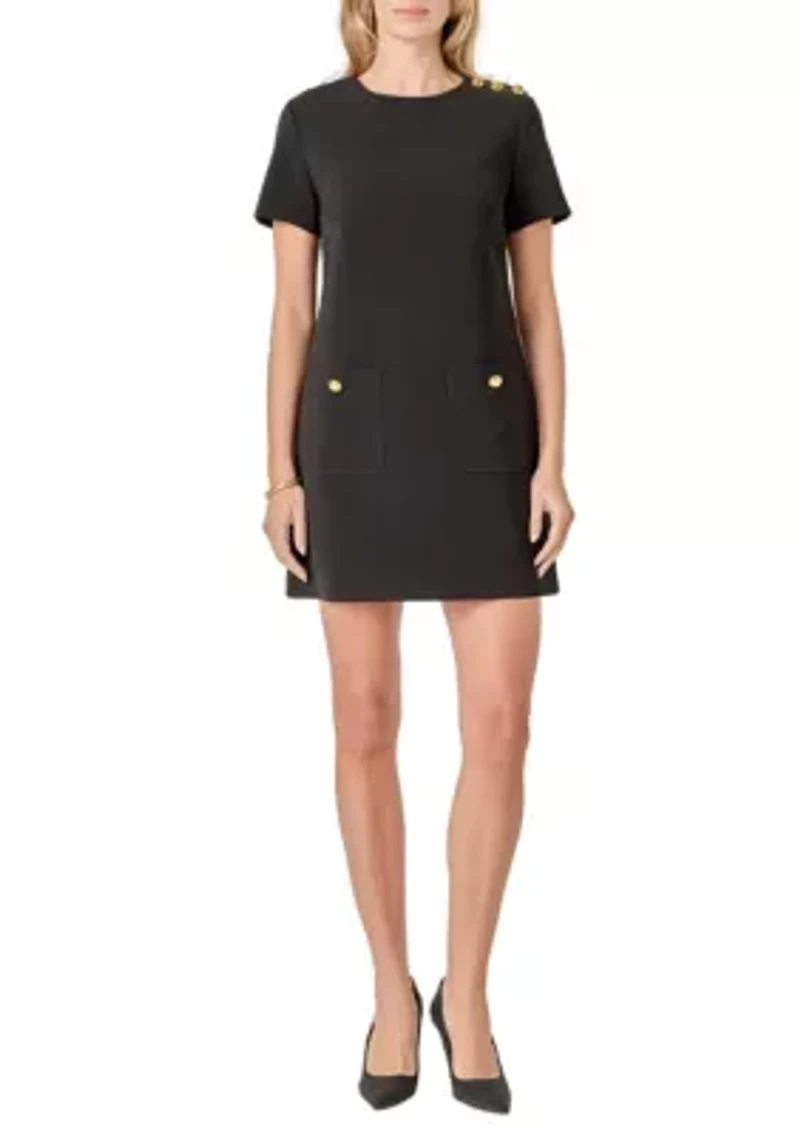 GOLD BUTTON DETAILED MINI DRESS