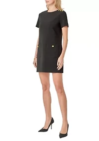 GOLD BUTTON DETAILED MINI DRESS