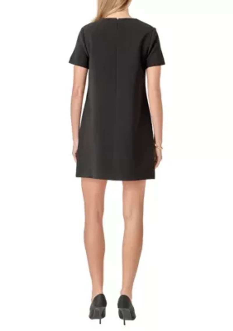 GOLD BUTTON DETAILED MINI DRESS