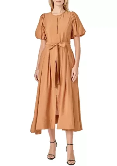 Puff Sleeve Midi Dress