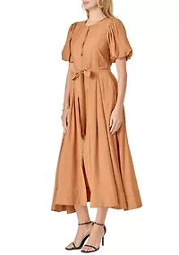 Puff Sleeve Midi Dress