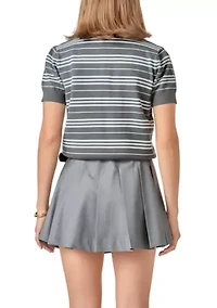 STRIPED POLO KNIT TOP