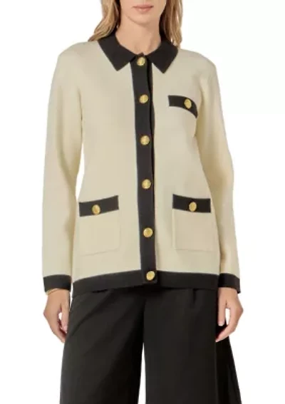 Contrast Details Knit Cardigan