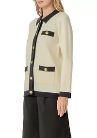 Contrast Details Knit Cardigan