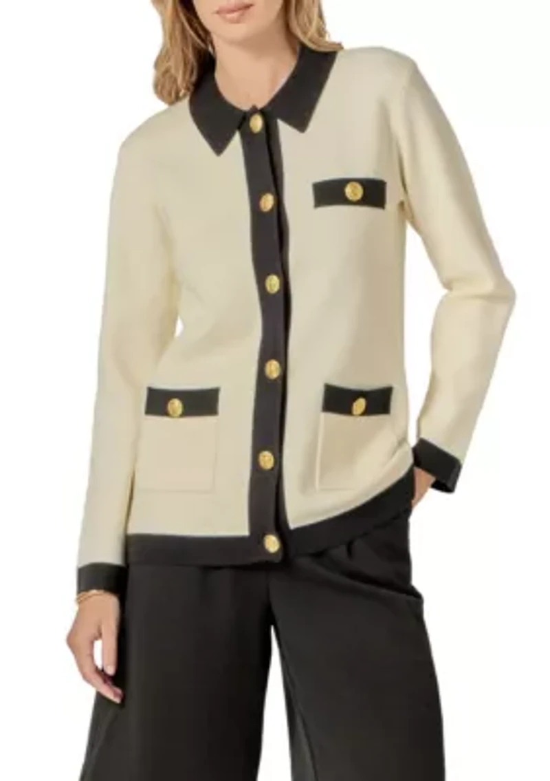 Contrast Details Knit Cardigan