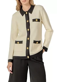 Contrast Details Knit Cardigan