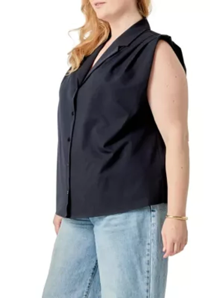 Pleated Sleeveless shirt top