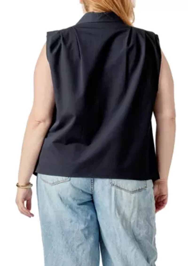 Pleated Sleeveless shirt top