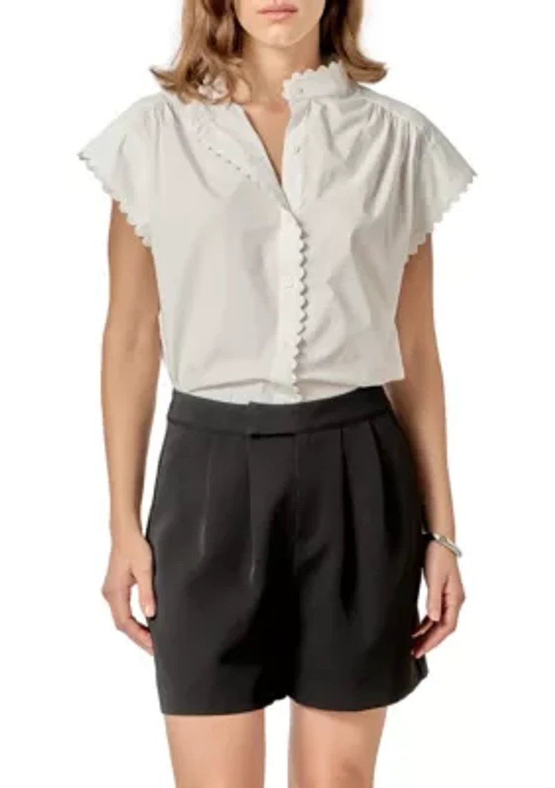 RIC RAC DESTAILED SHORT SLEEVE SHIRT