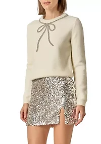 Rhinestone Bow Knit