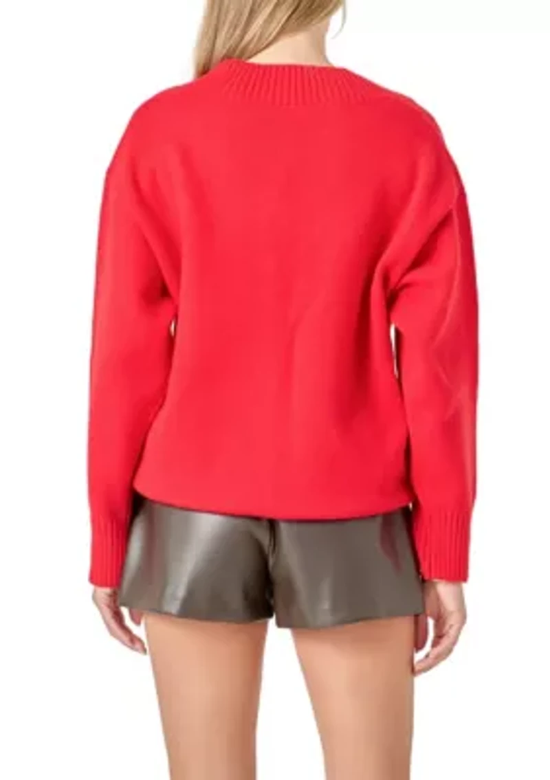 V Neckline Oversized Sweater