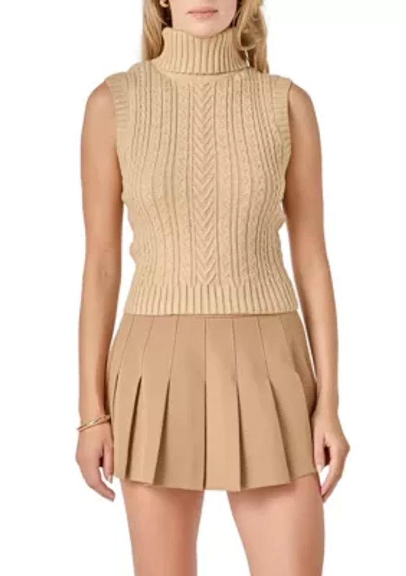 CABLE MOCK NECK KNIT TOP