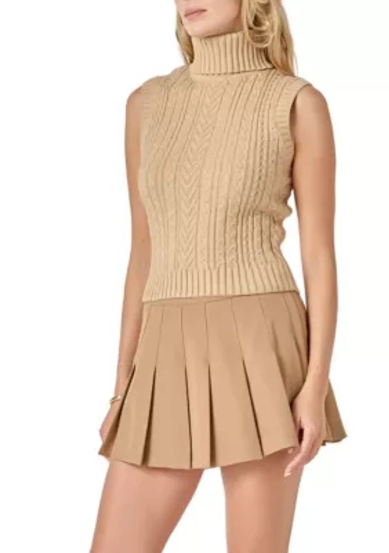 CABLE MOCK NECK KNIT TOP