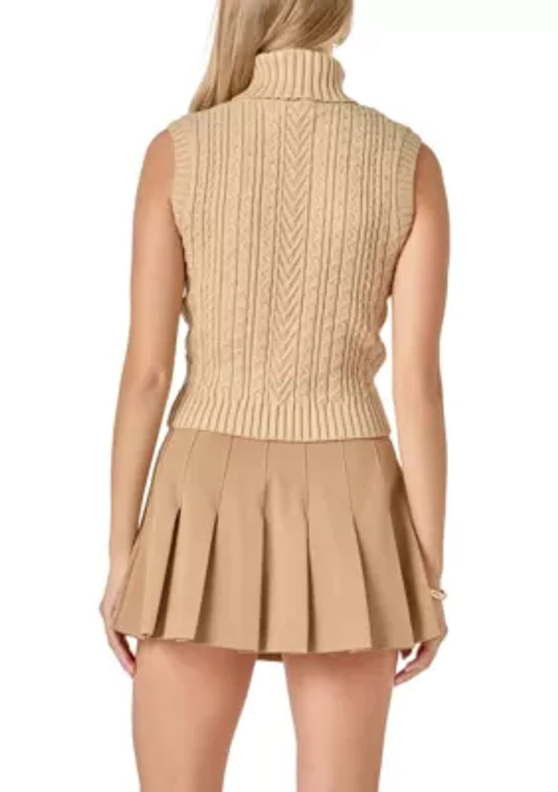 CABLE MOCK NECK KNIT TOP