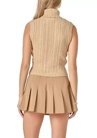 CABLE MOCK NECK KNIT TOP