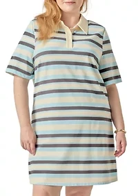 Stripe Collar Mini Polo Dress