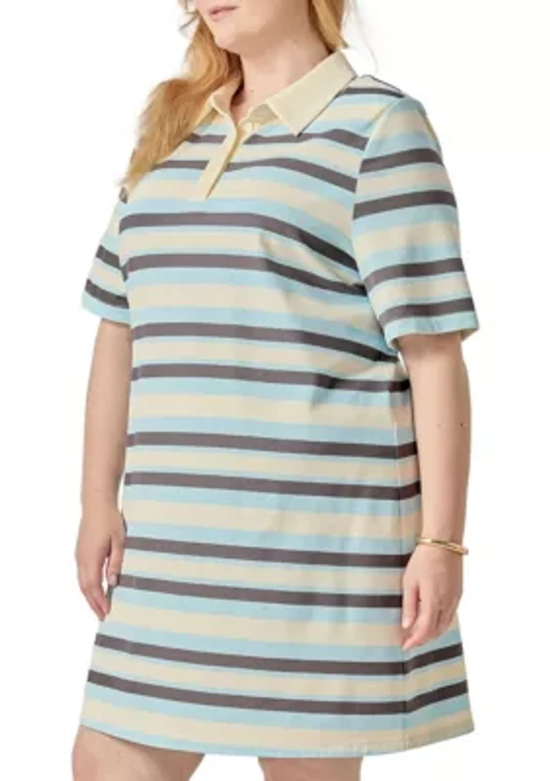 Stripe Collar Mini Polo Dress