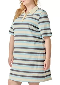 Stripe Collar Mini Polo Dress
