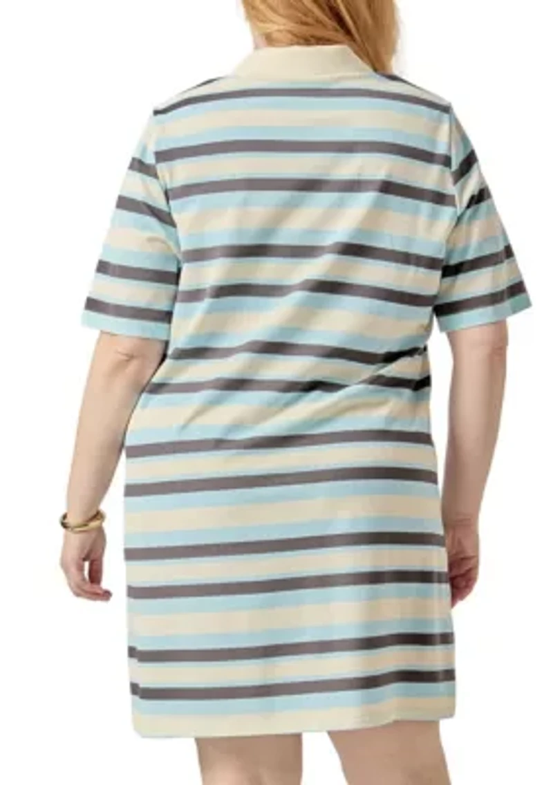 Stripe Collar Mini Polo Dress