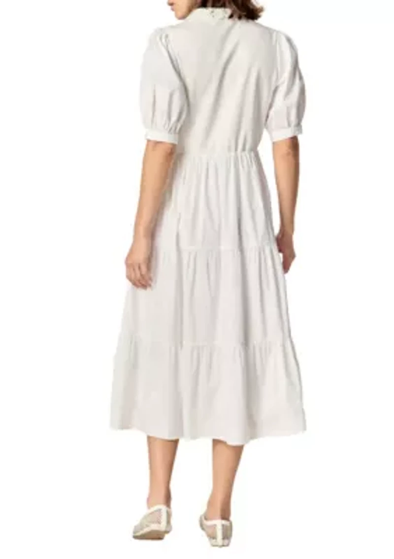 MIXED MEDIA MIDI DRESS