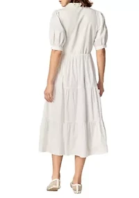 MIXED MEDIA MIDI DRESS